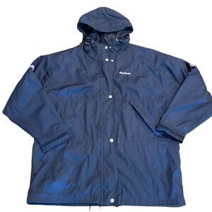 Reebok Men’s Navy Blue Hooded Windbreaker Jacket Size Large